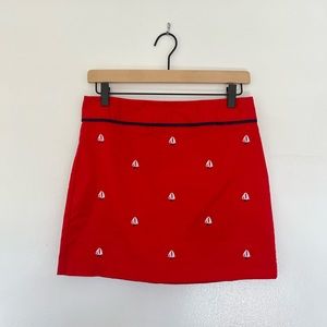 Vineyard Vines Red Skirt White Sailboat Embroidered Mini Skirt in Women’s 2